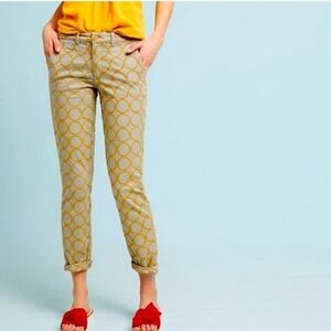 Chino by Anthropologie Women's Relaxed Circle Embroidered Ankle Pants Sz 25